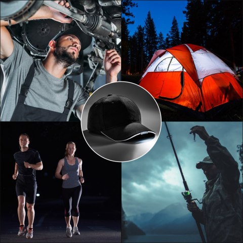 CZAPKA LED Z LATARKĄ W DASZKU DLA MECHANIKA DIODY
