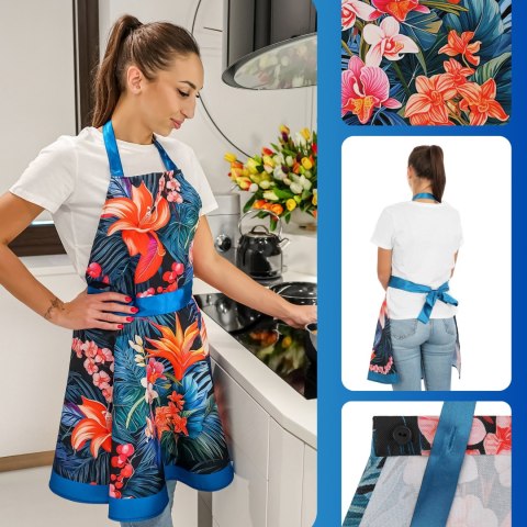 NITLY PARADISE BLUE - FARTUSZEK SUKIENKA - PRODUKT POLSKI KWIATY STRELICJE