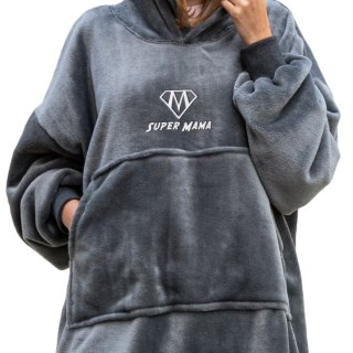 BLUZAIR SUPER MAMA - BLUZA KOC - SZARY - PREZENT NA DZIEŃ MAMY
