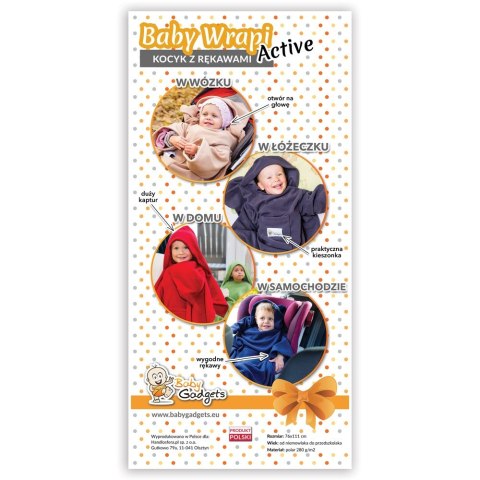 KOCYK Z RĘKAWAMI KAPTUREM CZERWONY DLA DZIECKA