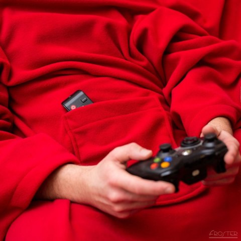 KOCYKO SZLAFROK CZERWONY KOC Z RĘKAWAMI DLA MAMY