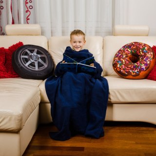 KOCYKO - SZLAFROK JUNIOR GRANATOWY KOC Z RĘKAWAMI