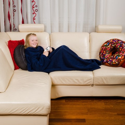 KOCYKO - SZLAFROK JUNIOR GRANATOWY KOC Z RĘKAWAMI