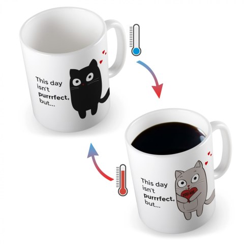 ZASKAKUJĄCY KUBEK KOTEK CZARNY KOT TERMOAKTYWNY