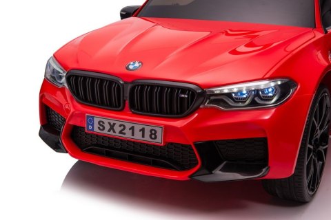AUTO NA AKUMULATOR BMW M5 Z PLATFORMĄ DLA RODZICA CZERWONE LAKIEROWANE