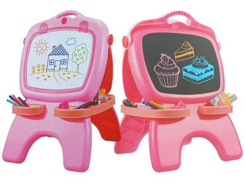 TABLICA DWUSTRONNA MAGNETYCZNA KREDOWA RÓŻOWA SZABLONY