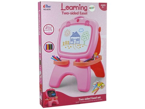 TABLICA DWUSTRONNA MAGNETYCZNA KREDOWA RÓŻOWA SZABLONY