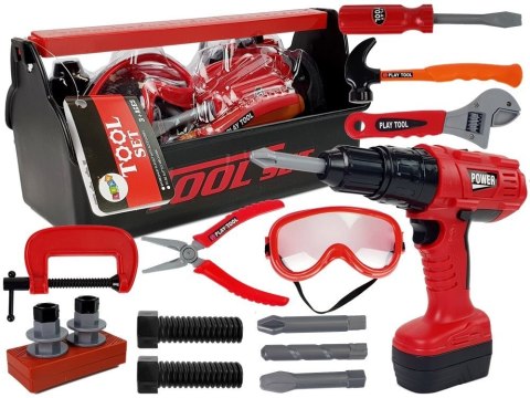 ZESTAW NARZĘDZI DLA MAJSTERKOWICZA SKRZYNKA WIERTARKA MŁOTEK