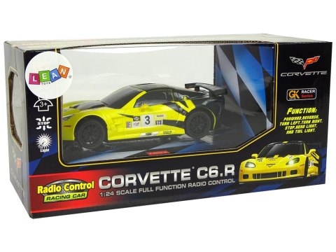 AUTO SPORTOWE R/C 1:24 CORVETTE ŻÓŁTE C6.R 2.4 G ŚWIATŁA