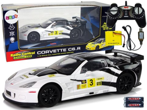 AUTO SPORTOWE WYŚCIGOWE R/C 1:18 CORVETTE C6.R BIAŁY 2.4 G ŚWIATŁA