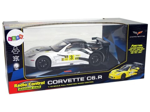 AUTO SPORTOWE WYŚCIGOWE R/C 1:18 CORVETTE C6.R BIAŁY 2.4 G ŚWIATŁA