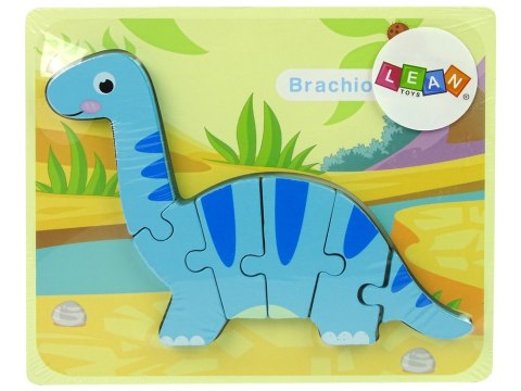DREWNIANE PUZZLE DINOZAUR BRACHIOSAUR NIEBIESKI