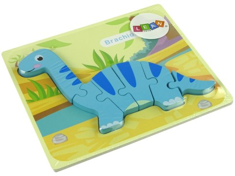 DREWNIANE PUZZLE DINOZAUR BRACHIOSAUR NIEBIESKI