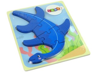 DREWNIANE PUZZLE DINOZAUR PTERODAKTYL RÓŻOWY PLIOSAURS NIEBIESKI