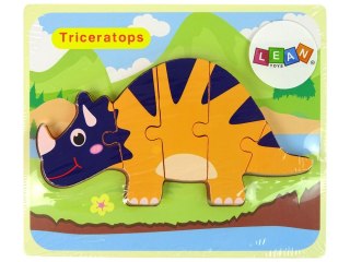 DREWNIANE PUZZLE DINOZAURY TRICERATOPS ANKYLOSAURUS POMARAŃCZOWY