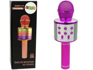 MIKROFON BEZPRZEWODOWY USB GŁOŚNIK NAGRYWANIE KARAOKE MODEL WS-858 RÓŻOWY