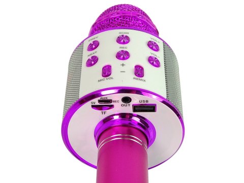 MIKROFON BEZPRZEWODOWY USB GŁOŚNIK NAGRYWANIE KARAOKE MODEL WS-858 RÓŻOWY