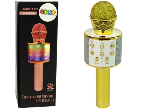 MIKROFON BEZPRZEWODOWY USB GŁOŚNIK NAGRYWANIE KARAOKE MODEL WS-858 ZŁOTY