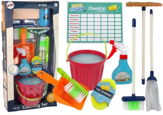 ZESTAW DO SPRZĄTANIA CLEANING SET 11 ELEMENTÓW AGD MOP MIOTŁA WIADRO