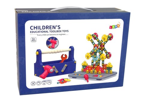 KLOCKI KONSTRUKCYJNE W SKRZYNCE MAJSTERKOWANIE WIERTARKA DIY