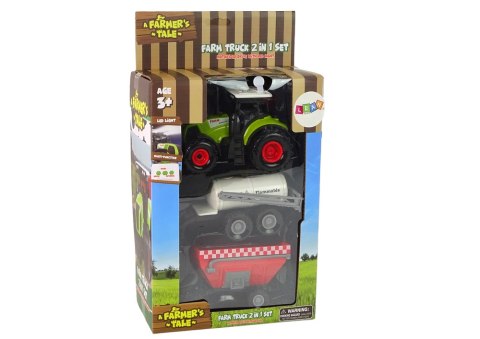 DUŻY TRAKTOR ŚWIATŁA LED DŹWIĘKI 2 MASZYNY FARM SET