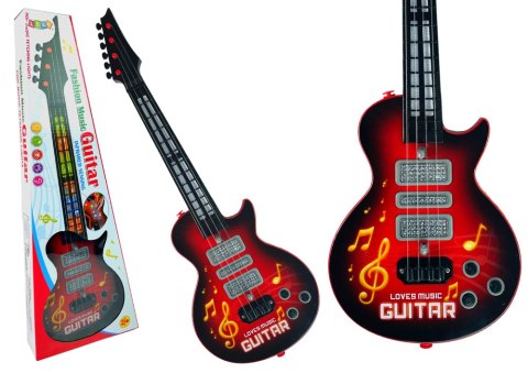 GITARA ELEKTRYCZNA GWIAZDA STRUNY KOLOROWE DIODY CZERWONA