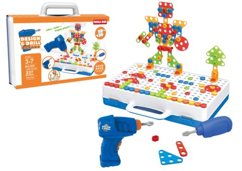 KREATYWNY ZESTAW MAJSTERKOWICZA KLOCKI DIY WIERTARKA WALIZKA