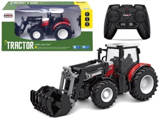 TRAKTOR CZERWONY ZDALNIE STEROWANY 2,4 G RUCHOMA ŁYŻKA 1:24