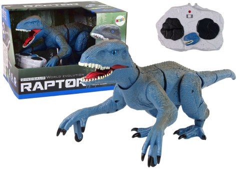 ZDALNIE STEROWANY DINOZAUR VELOCIRAPTOR DŹWIĘK ODGŁOSY RYCZENIA NIEBIESKI