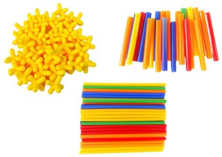 ZESTAW DO BUDOWANIA KLOCKI KONSTRUKCYJNE PATYCZKI DO UKŁADANIA SŁOMKI