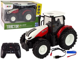 TRAKTOR ROLNICZY 1:24 ZDALNIE STEROWANY R/C PILOT FARMA BIAŁO CZERWONY
