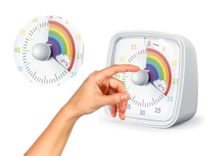 MINUTNIK Z ALARMEM I ŚWIATŁEM BIAŁY POKRĘTŁO TĘCZOWE