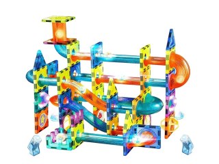 ŚWIECĄCA ZJEŻDŻALNIA DLA KULEK KLOCKI MAGNETYCZNE 110 ELEMENTÓW