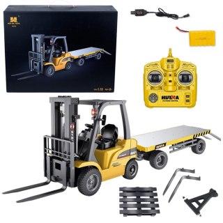 WÓZEK WIDŁOWY PRZYCZEPA ZDALNIE STEROWANY PILOT POMARAŃCZOWY 1:10 R/C