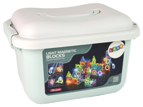 ZJEŻDŻALNIA DLA KULEK PODŚWIETLANY TOR KLOCKI MAGNETYCZNE 75 ELEMENTÓW