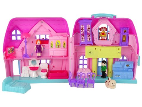 DOMEK DLA LALEK MEBELKI AKCESORIA FIGURKI RÓŻOWY