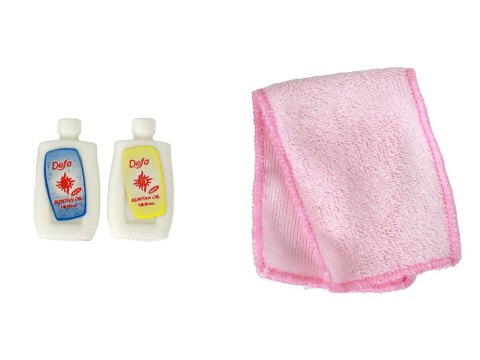 LALKA DLA DZIECI DŁUGIE BLOND WŁOSY SZLAFROK NIEBIESKI WANNA ŁAZIENKA