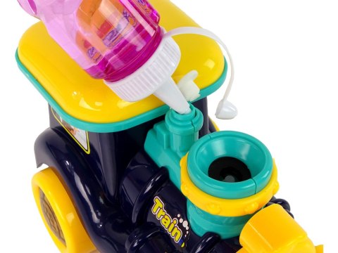 LOKOMOTYWA NA BAŃKI MYDLANE JEŹDZI ŚWIATŁO DŹWIĘKI NIEBIESKA