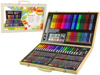 ZESTAW ARTYSTYCZNY DO MALOWANIA DREWNIANA WALIZKA 180 ELEMENTÓW