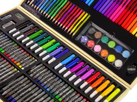 ZESTAW ARTYSTYCZNY DO MALOWANIA DREWNIANA WALIZKA 180 ELEMENTÓW