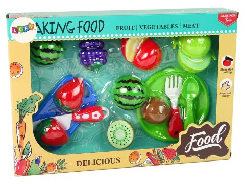 ZESTAW OWOCÓW DO KROJENIA DESKA TALERZYK SZTUĆCE