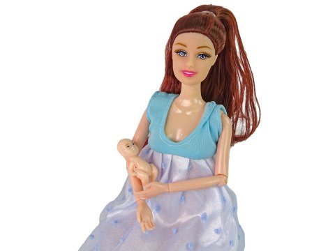 LALKA DLA DZIECI W CIĄŻY NIEBIESKA SUKIENKA