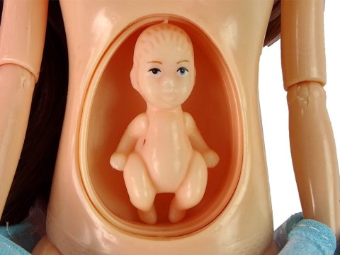 LALKA DLA DZIECI W CIĄŻY NIEBIESKA SUKIENKA