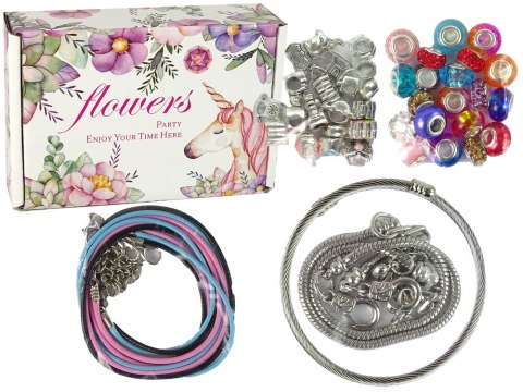 ZESTAW BRANSOLETEK, ŁAŃCUSZKÓW ORAZ KOLOROWYCH KORALIKÓW DO BIŻUTERII