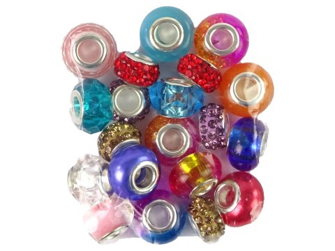 ZESTAW BRANSOLETEK, ŁAŃCUSZKÓW ORAZ KOLOROWYCH KORALIKÓW DO BIŻUTERII