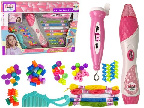 ZESTAW DO ZAPLATANIA WŁOSÓW 2 W 1 KORALIKI
