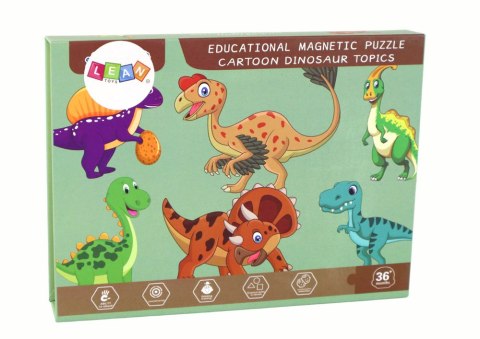 EDUKACYJNY ZESTAW PUZZLI MAGNETYCZNYCH Z MOTYWEM DINOZAURÓW