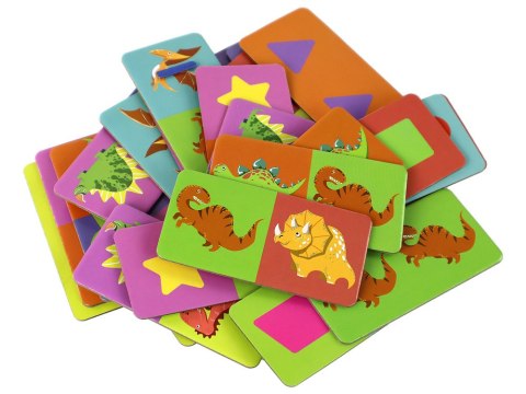 GRA LOGICZNA PUZZLE DWUSTRONNE DOMINO DINOZAURY 10CM X 5CM 28 EL.