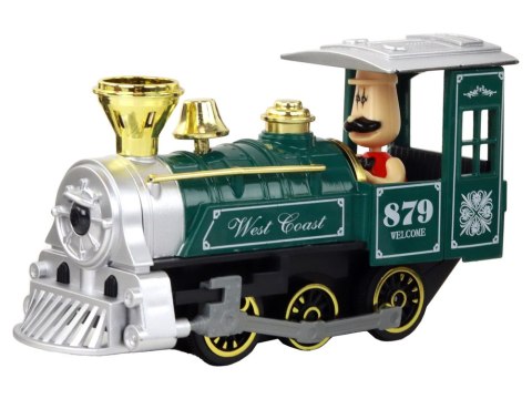 LOKOMOTYWA Z NAPĘDEM PAROWÓZ POCIĄG MIX ALUMINIOWA DŹWIĘK ŚWIATŁA