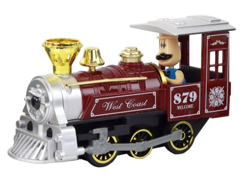 LOKOMOTYWA Z NAPĘDEM PAROWÓZ POCIĄG MIX ALUMINIOWA DŹWIĘK ŚWIATŁA